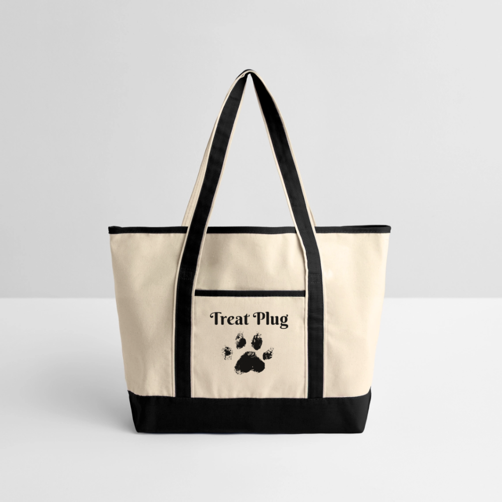 Treat Plug Large Canvas Deluxe Tote - Natural/French Navy