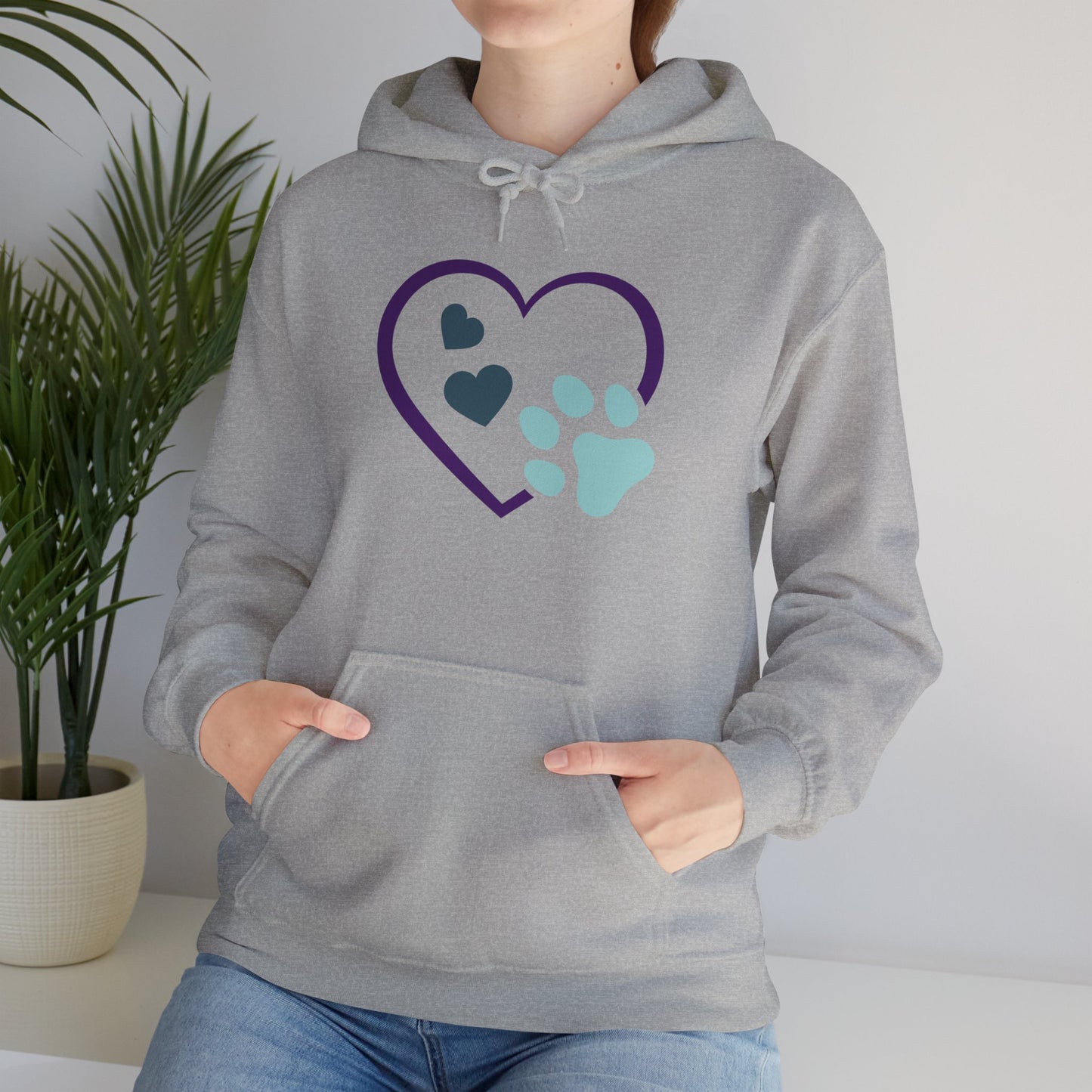 Heart & Paw Unisex Hoodie, Animal Lover Gift, Cozy Sweatshirt, Cute Pet Lover Hoodie