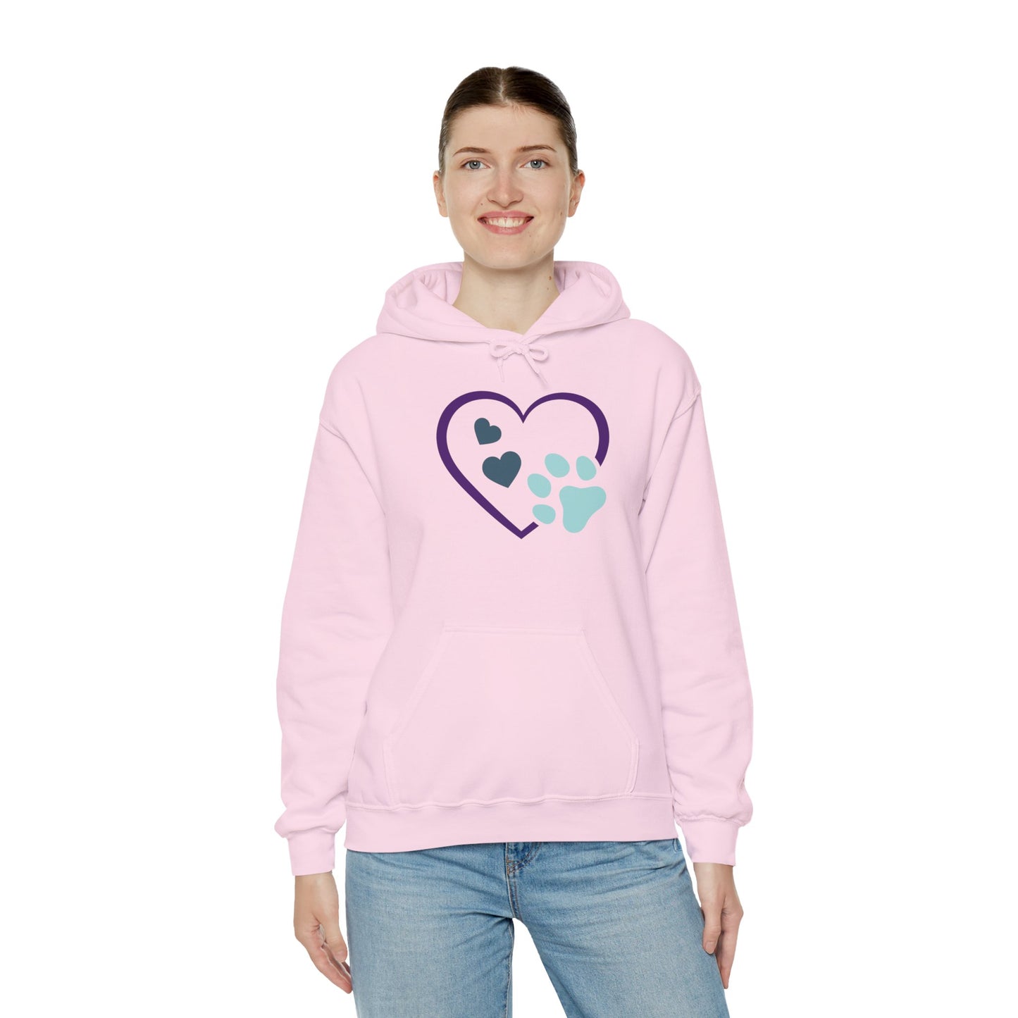 Heart & Paw Unisex Hoodie, Animal Lover Gift, Cozy Sweatshirt, Cute Pet Lover Hoodie