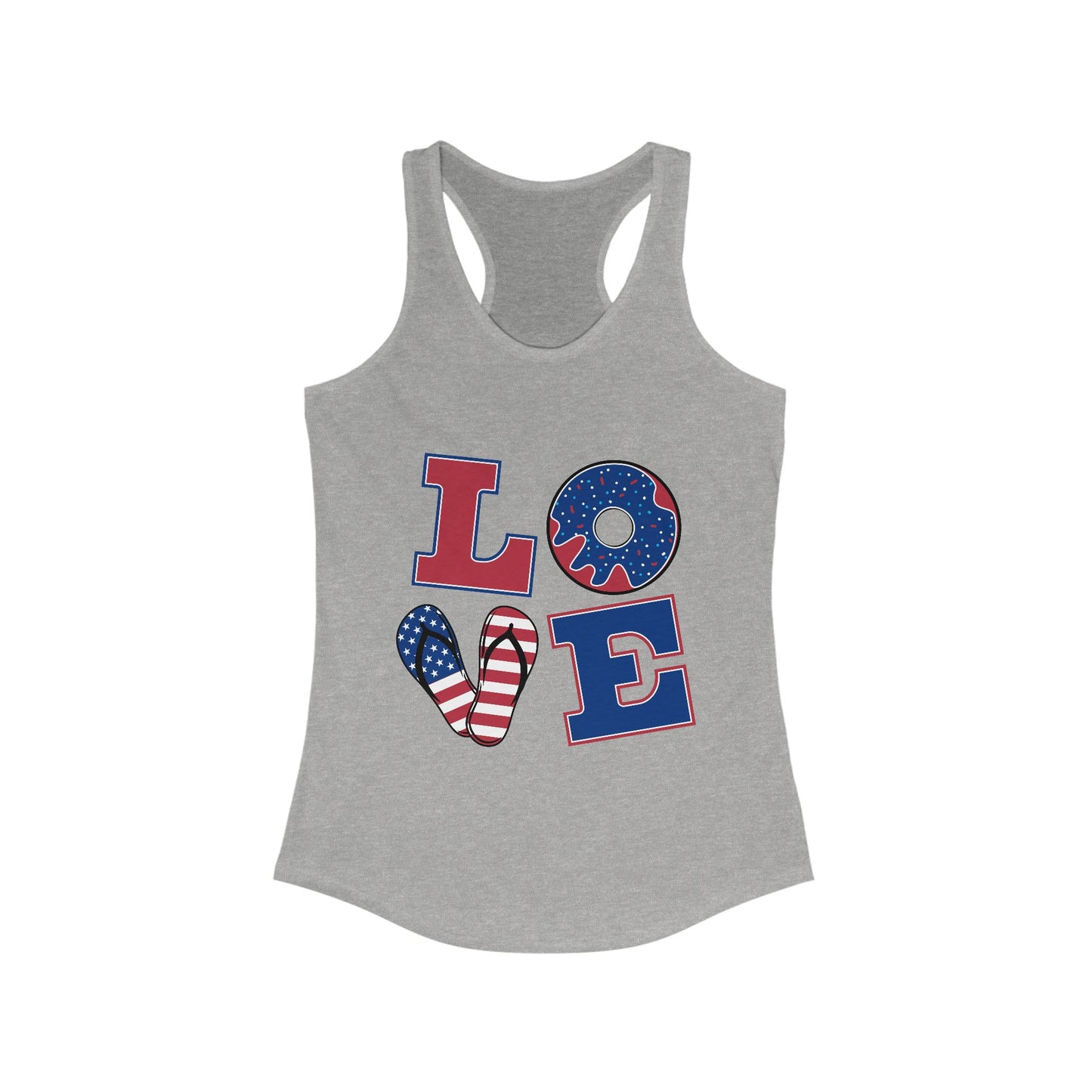 Summer LOVE Women's Ideal Racerback Tank- Donut Drop Edition (Matching Pet Hoodie & Bandana Available)