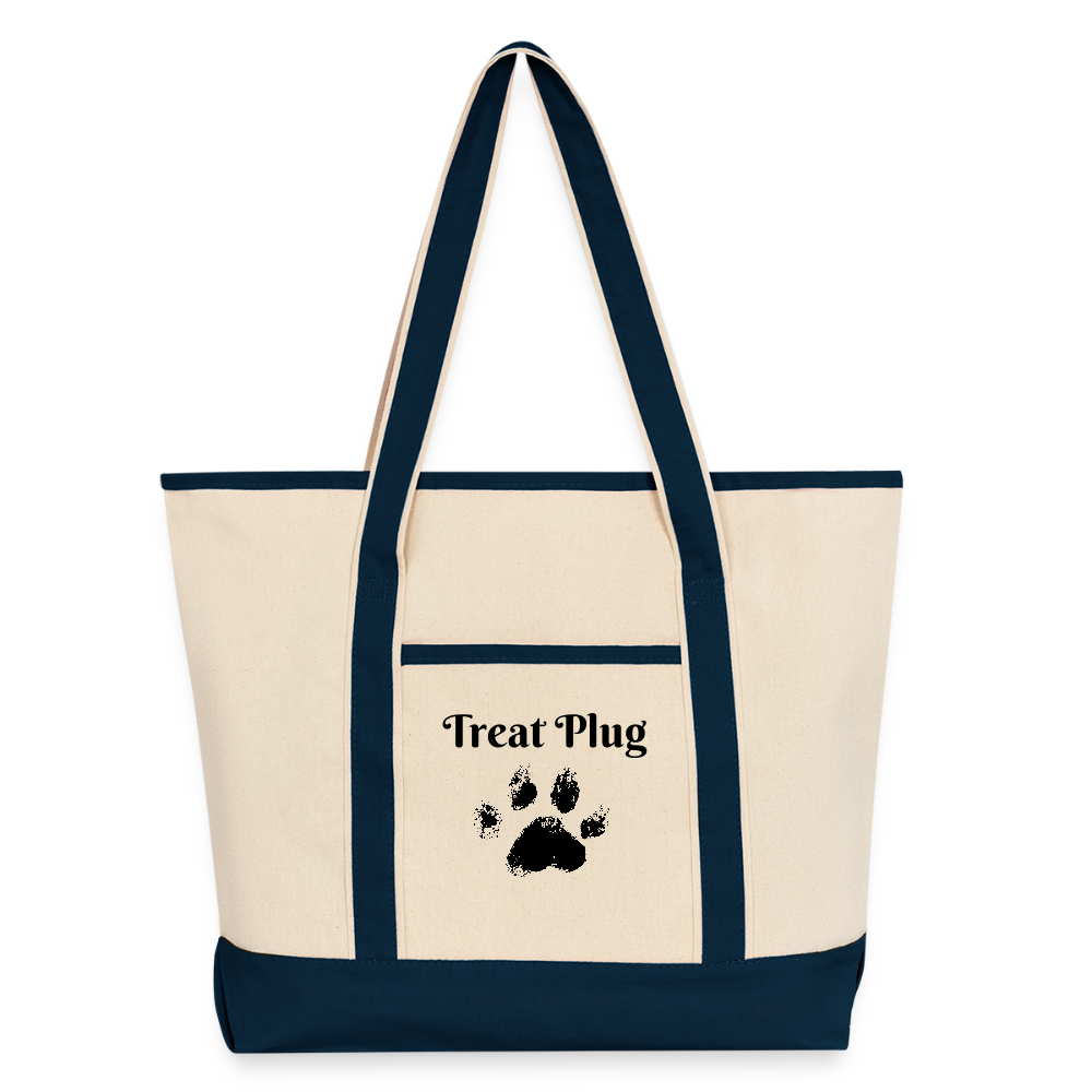 Treat Plug Large Canvas Deluxe Tote - Natural/French Navy