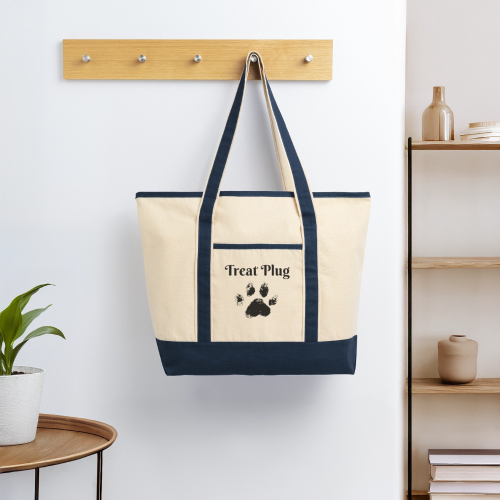Treat Plug Large Canvas Deluxe Tote - Natural/French Navy