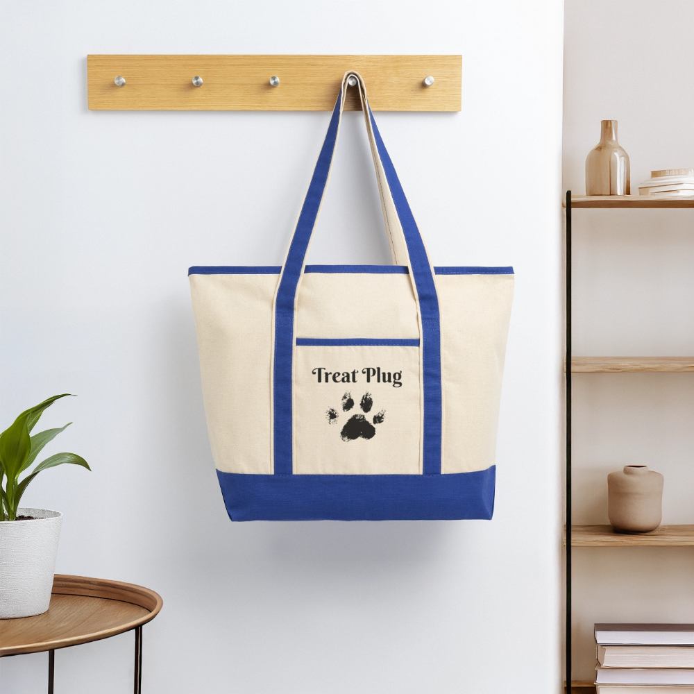 Treat Plug Large Canvas Deluxe Tote - natural/royal