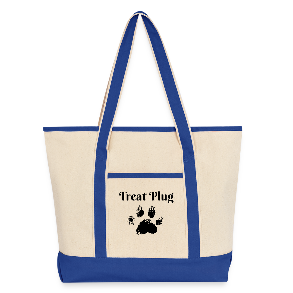 Treat Plug Large Canvas Deluxe Tote - natural/royal