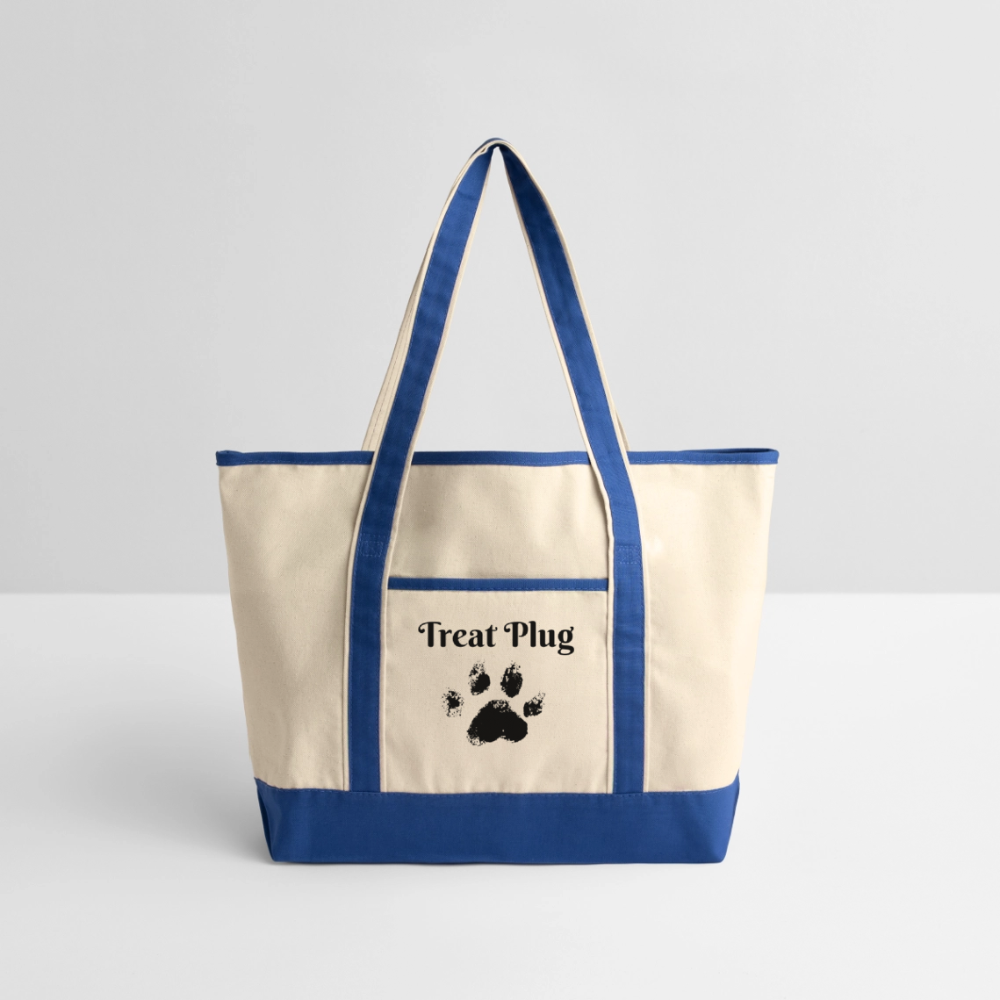 Treat Plug Large Canvas Deluxe Tote - natural/royal