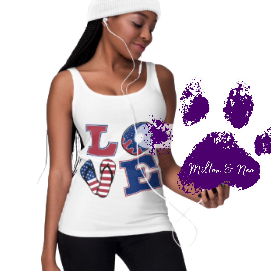 Summer LOVE Women's Ideal Racerback Tank- Donut Drop Edition (Matching Pet Hoodie & Bandana Available)