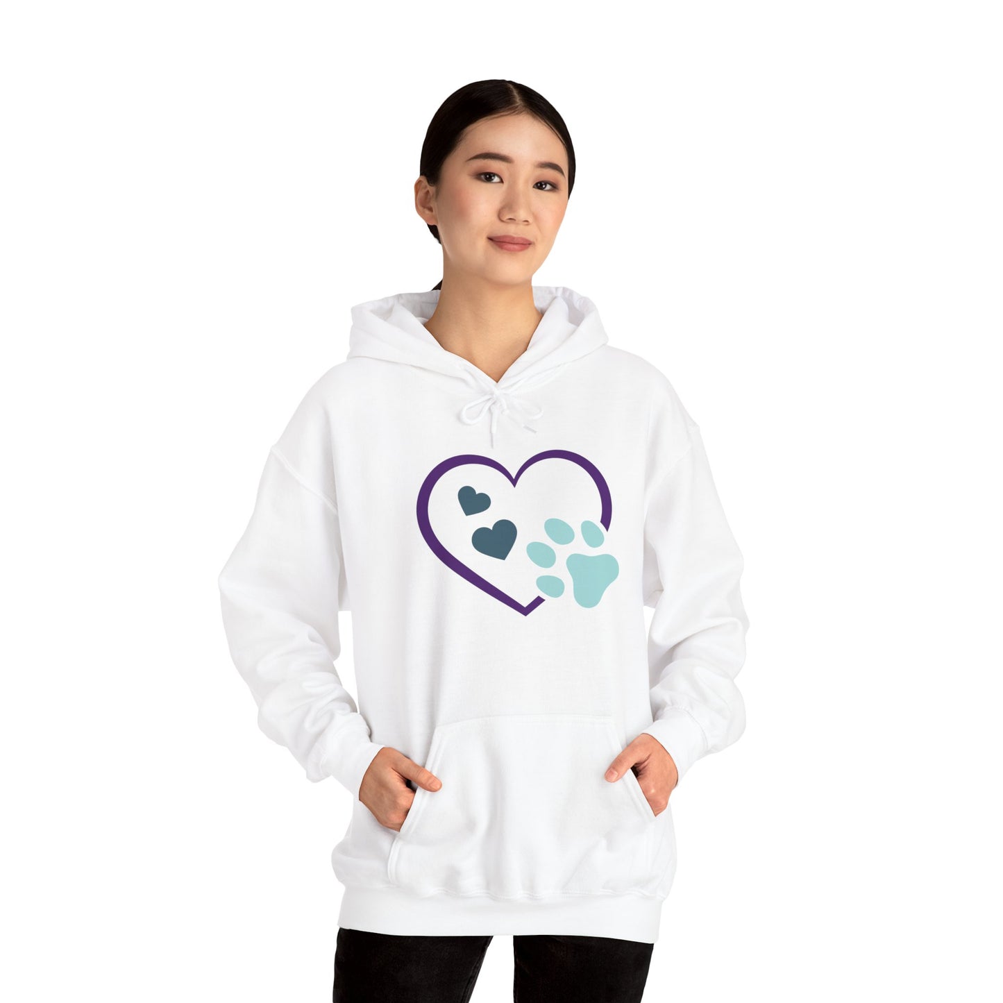 Heart & Paw Unisex Hoodie, Animal Lover Gift, Cozy Sweatshirt, Cute Pet Lover Hoodie