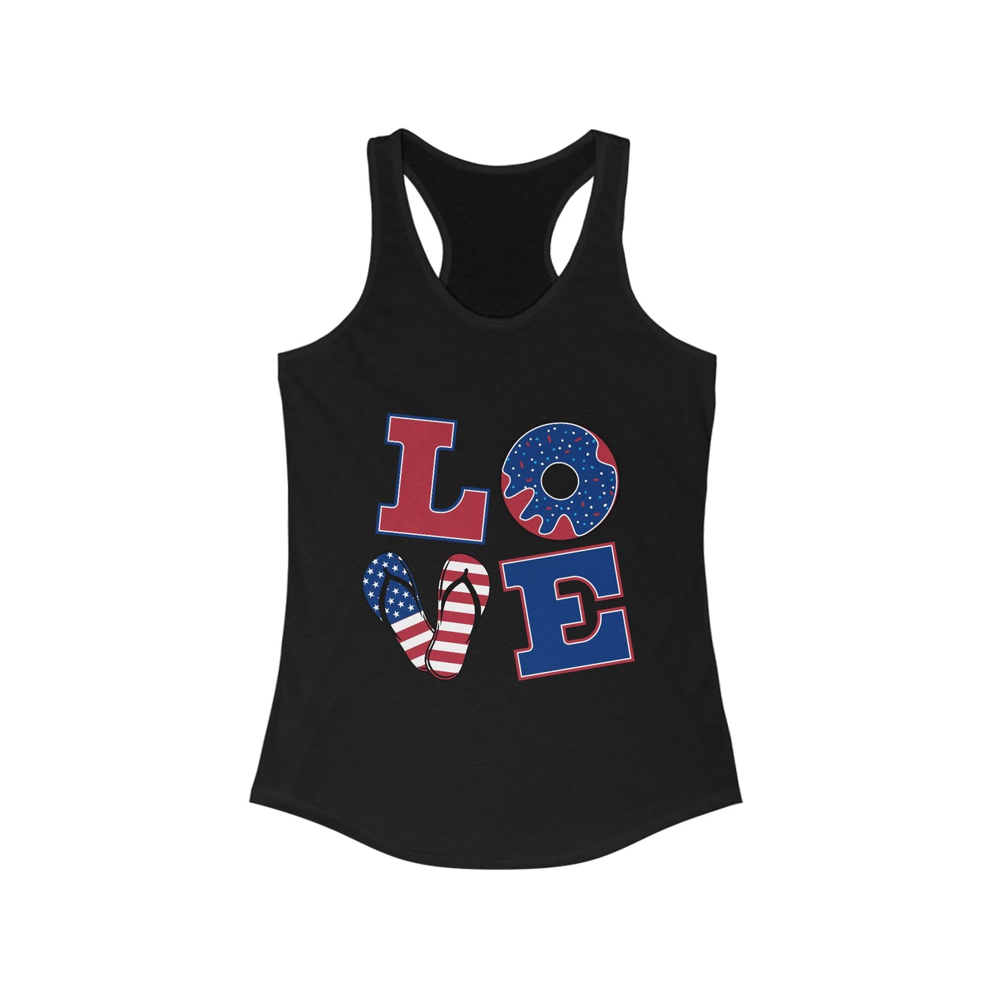 Summer LOVE Women's Ideal Racerback Tank- Donut Drop Edition (Matching Pet Hoodie & Bandana Available)