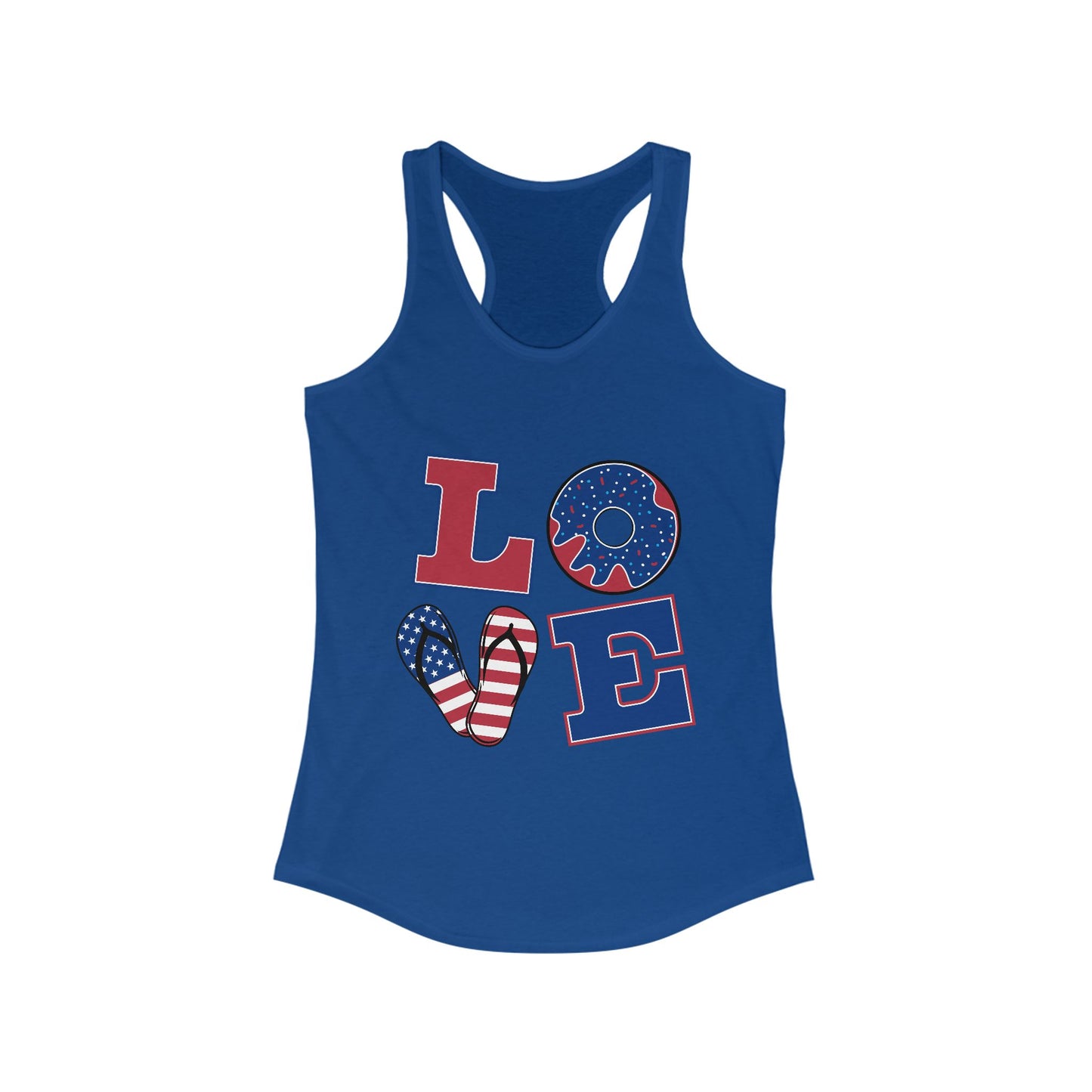 Summer LOVE Women's Ideal Racerback Tank- Donut Drop Edition (Matching Pet Hoodie & Bandana Available)