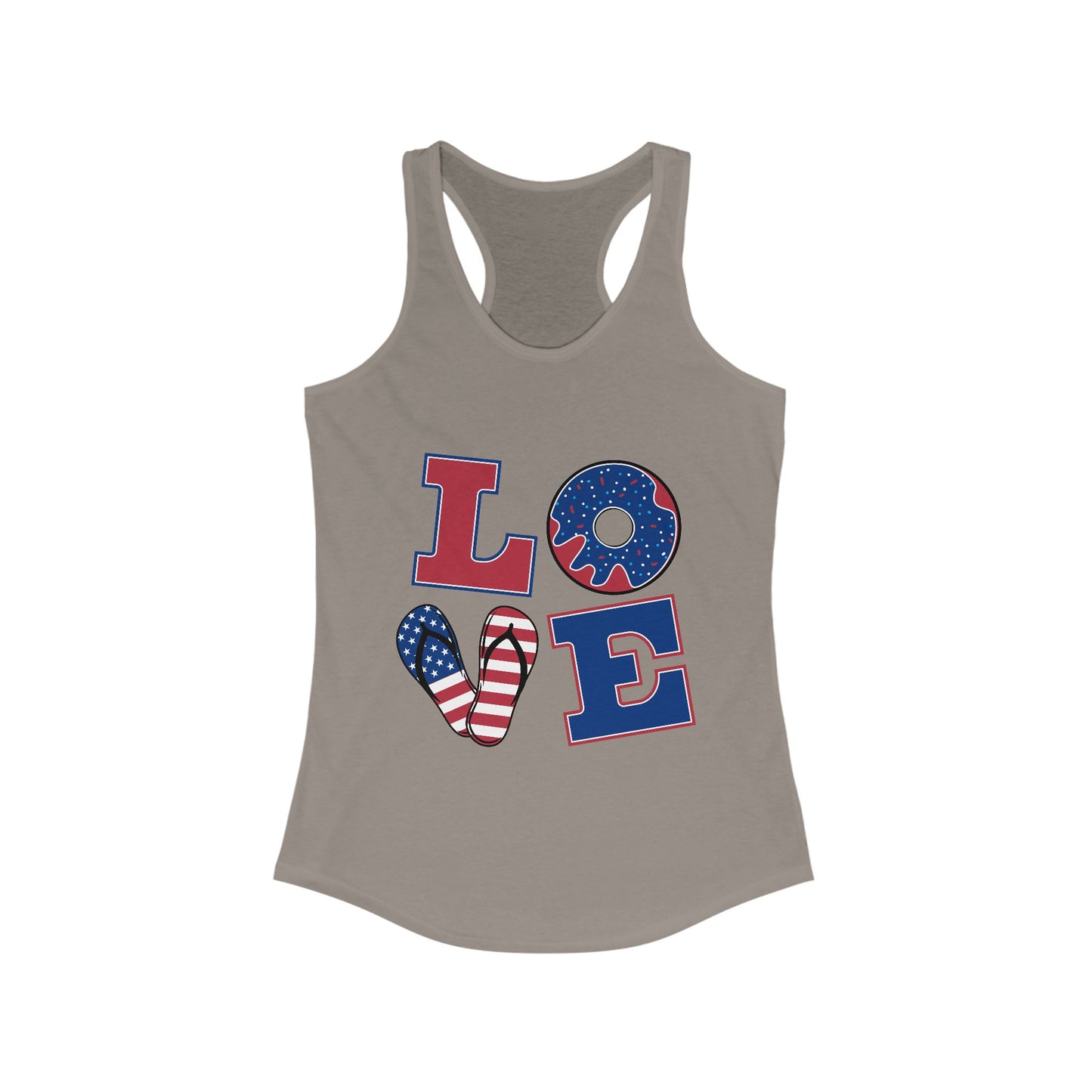 Summer LOVE Women's Ideal Racerback Tank- Donut Drop Edition (Matching Pet Hoodie & Bandana Available)