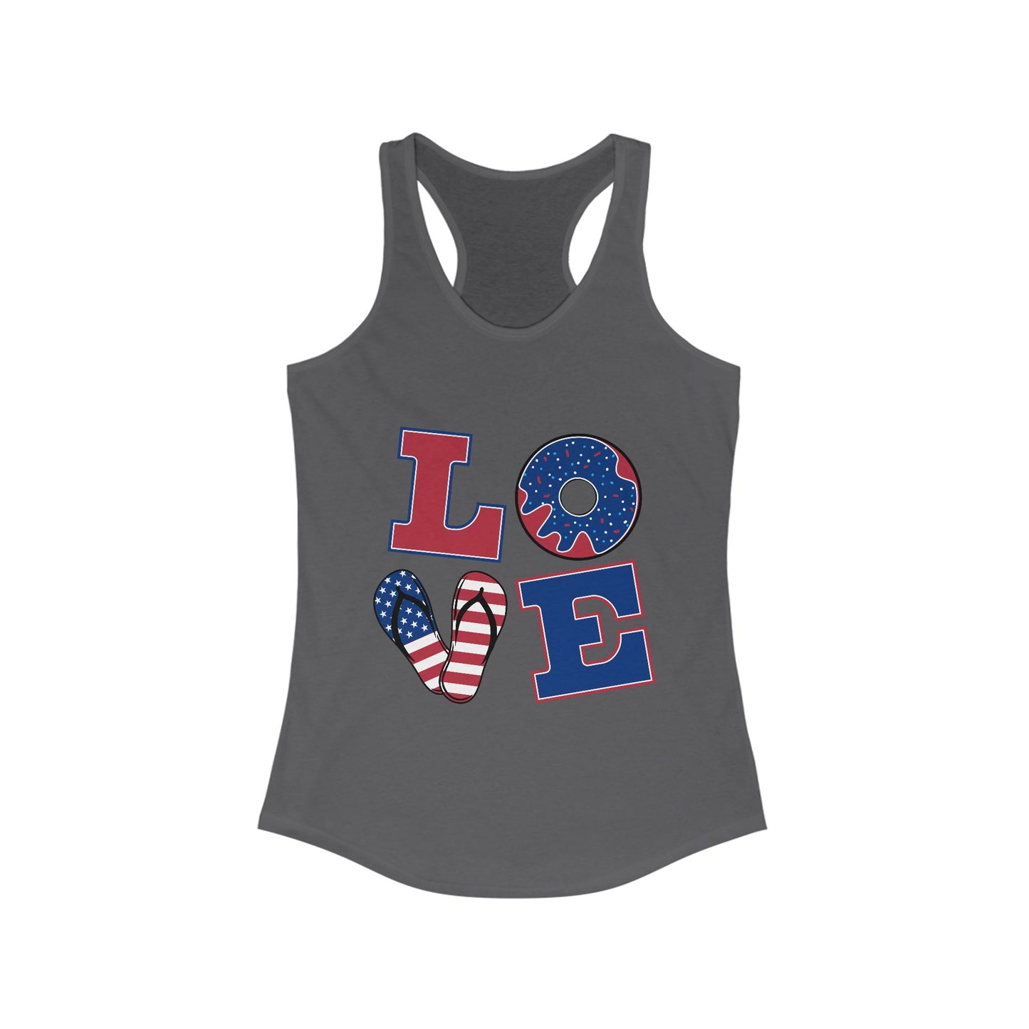 Summer LOVE Women's Ideal Racerback Tank- Donut Drop Edition (Matching Pet Hoodie & Bandana Available)