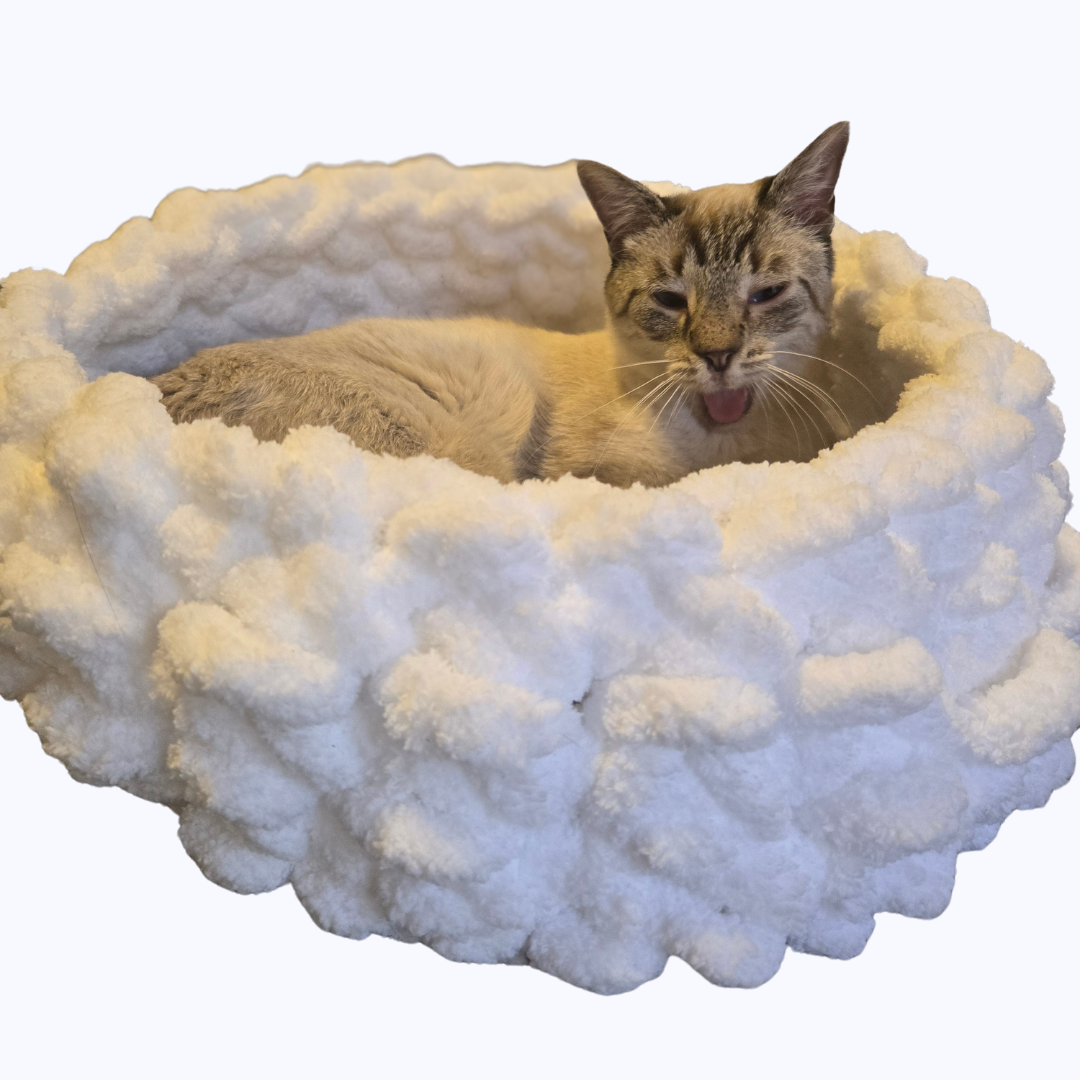 The Cloud Hand Knit Plush Pet Bed by Milton & Neo