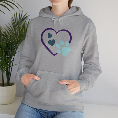 Heart & Paw Unisex Hoodie, Animal Lover Gift, Cozy Sweatshirt, Cute Pet Lover Hoodie
