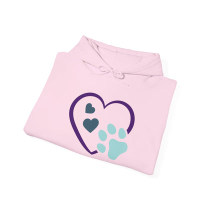 Heart & Paw Unisex Hoodie, Animal Lover Gift, Cozy Sweatshirt, Cute Pet Lover Hoodie