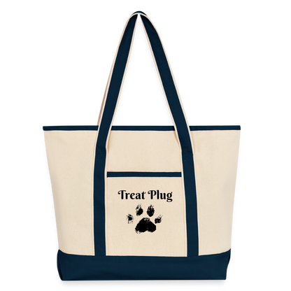 Treat Plug Large Canvas Deluxe Tote - Natural/French Navy