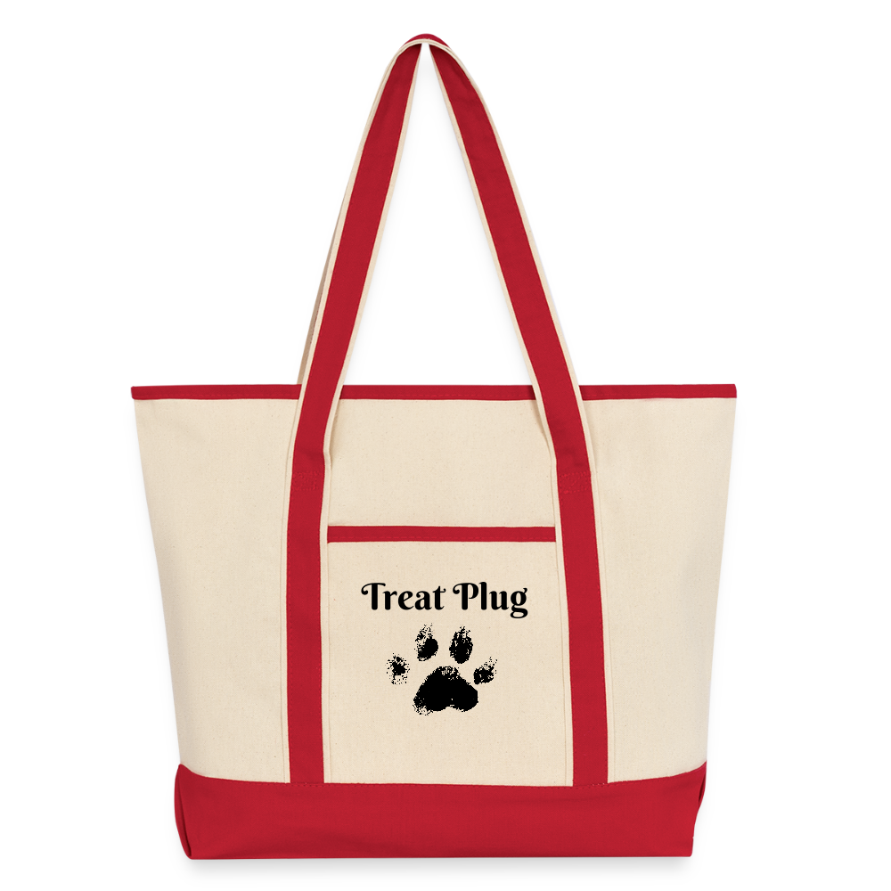 Treat Plug Large Canvas Deluxe Tote - Natural/Classic Red