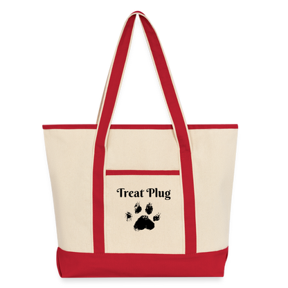 Treat Plug Large Canvas Deluxe Tote - Natural/Classic Red