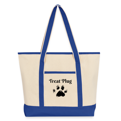 Treat Plug Large Canvas Deluxe Tote - natural/royal