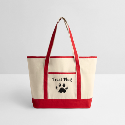 Treat Plug Large Canvas Deluxe Tote - Natural/Classic Red