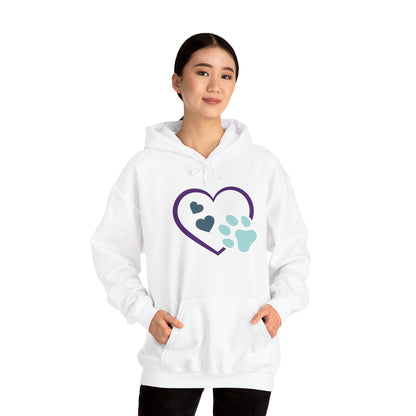 Heart & Paw Unisex Hoodie, Animal Lover Gift, Cozy Sweatshirt, Cute Pet Lover Hoodie