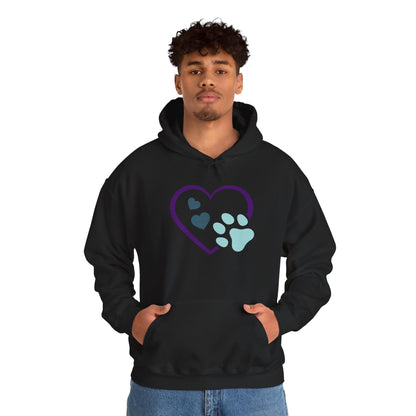 Heart & Paw Unisex Hoodie, Animal Lover Gift, Cozy Sweatshirt, Cute Pet Lover Hoodie