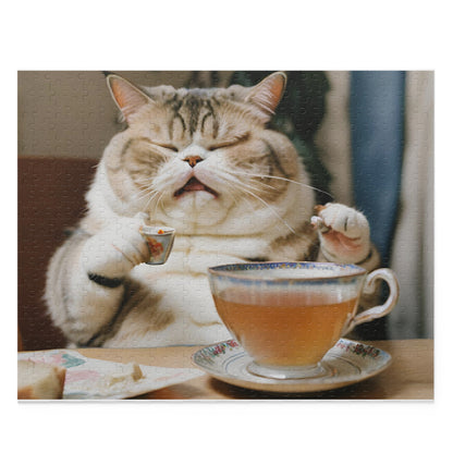 Tea Snob Tabby Cat-Themed Puzzle for Cat Lovers, 252/500 Piece Jigsaw for Relaxation, Gift for Cat Lovers, Pet-Themed Gift