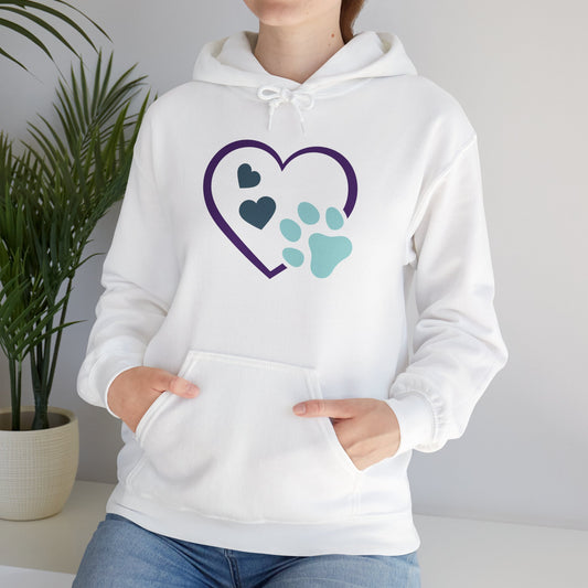 Heart & Paw Unisex Hoodie, Animal Lover Gift, Cozy Sweatshirt, Cute Pet Lover Hoodie