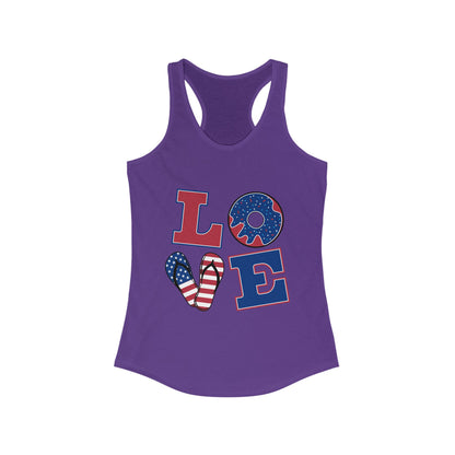 Summer LOVE Women's Ideal Racerback Tank- Donut Drop Edition (Matching Pet Hoodie & Bandana Available)